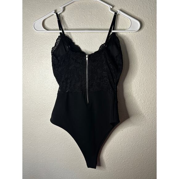 Faded Rose Women Small Black Lace Bodysuit Padded Cut Out Streetwear Party 1 PC - Picture 2 of 8